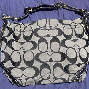 Coach Black and Gray Signature Shoulder Bag